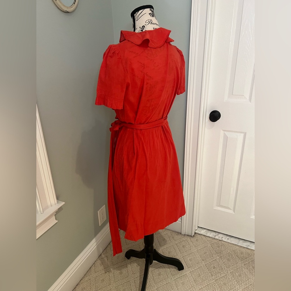 Nougat London Coral Ruffle Wrap Dress | Size 2 | Pockets | Like New - Picture 3 of 10
